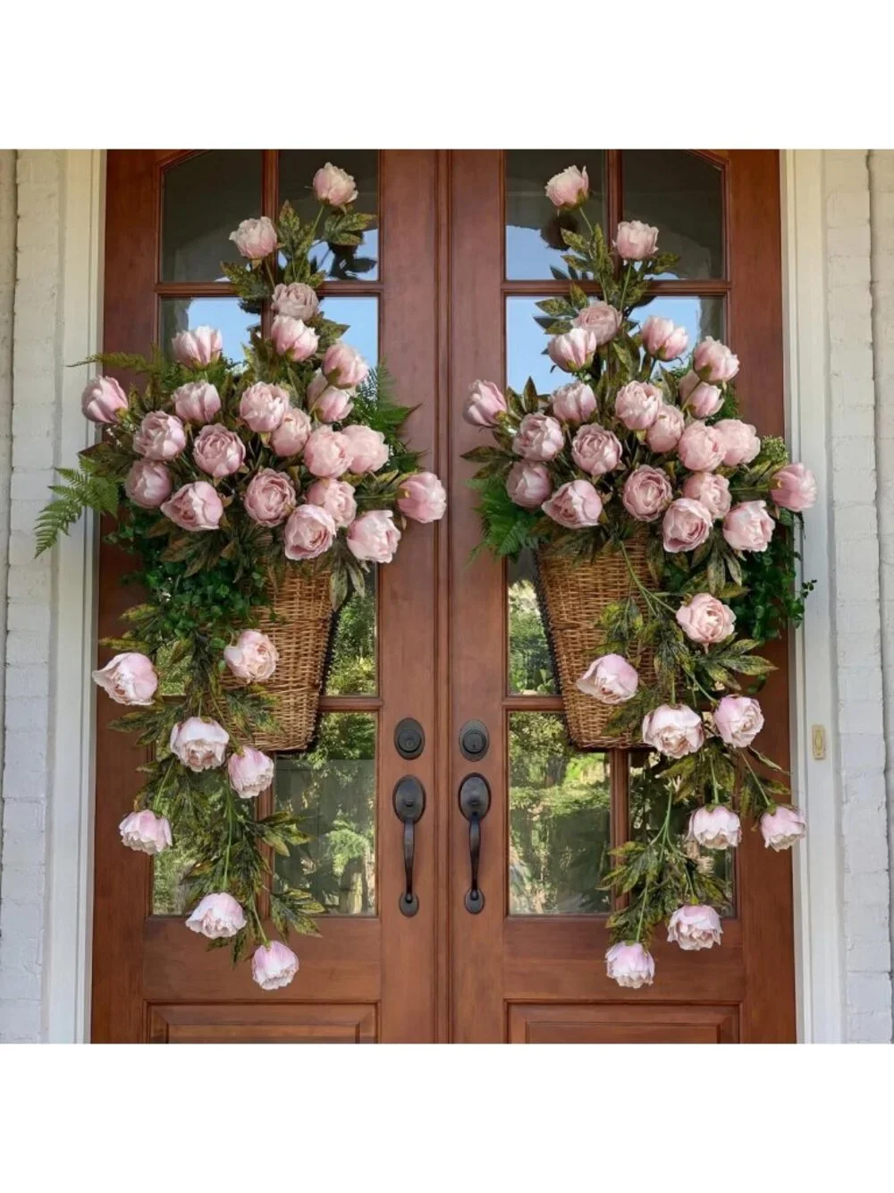 Elegant Faux Silk Peony Flowers - 8 Pcs Stem for Home Decor, Brownish Vases